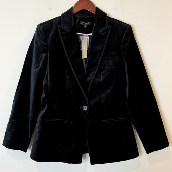 J. Crew Jackets & Blazers - J.Crew Alexandra Velvet Blazer Italian Stretch Formal Holidays Lux CF274 Black 2